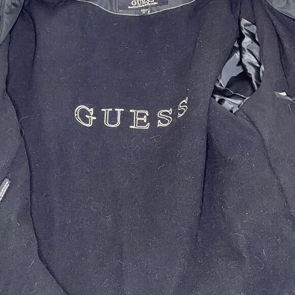 Guess Mens Black Fleece Lines Windbreaker‎ Jacket Medium - Picture 4 of 8